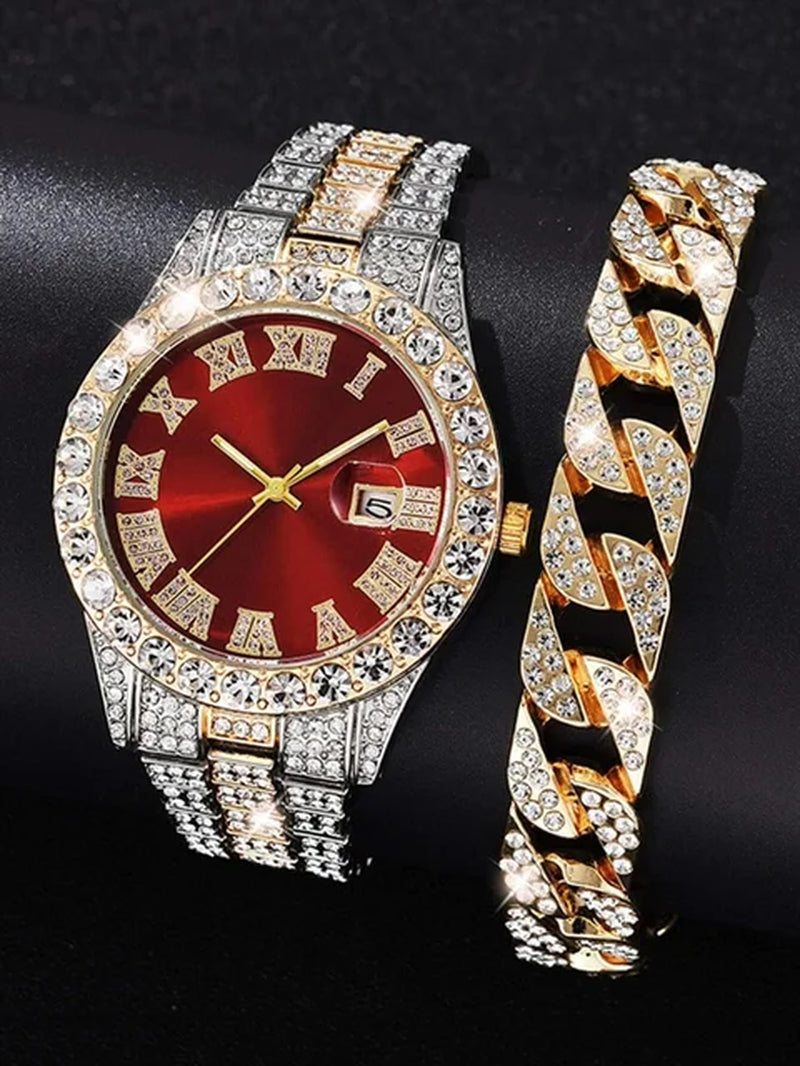 Hip Hop Luxury Men's Watch | Stainless Steel Round Quartz Wristwatch | Water Resistant | Brand Gift for Boyfriend