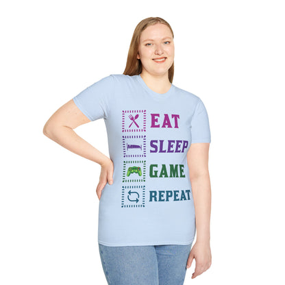 Eat Sleep Game Repeat Unisex Softstyle T-Shirt