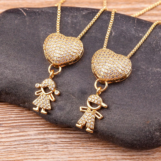 Luxury Copper Zircon Heart Pendant Necklace - 9 Unique Styles