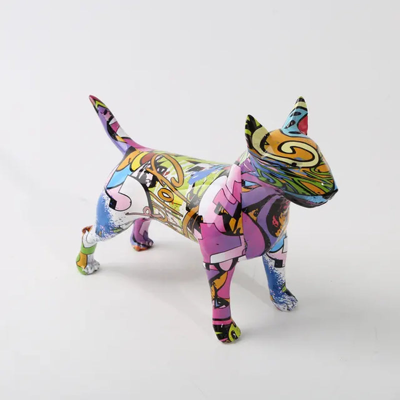 Bull Terrier Colorful Graffiti Statue