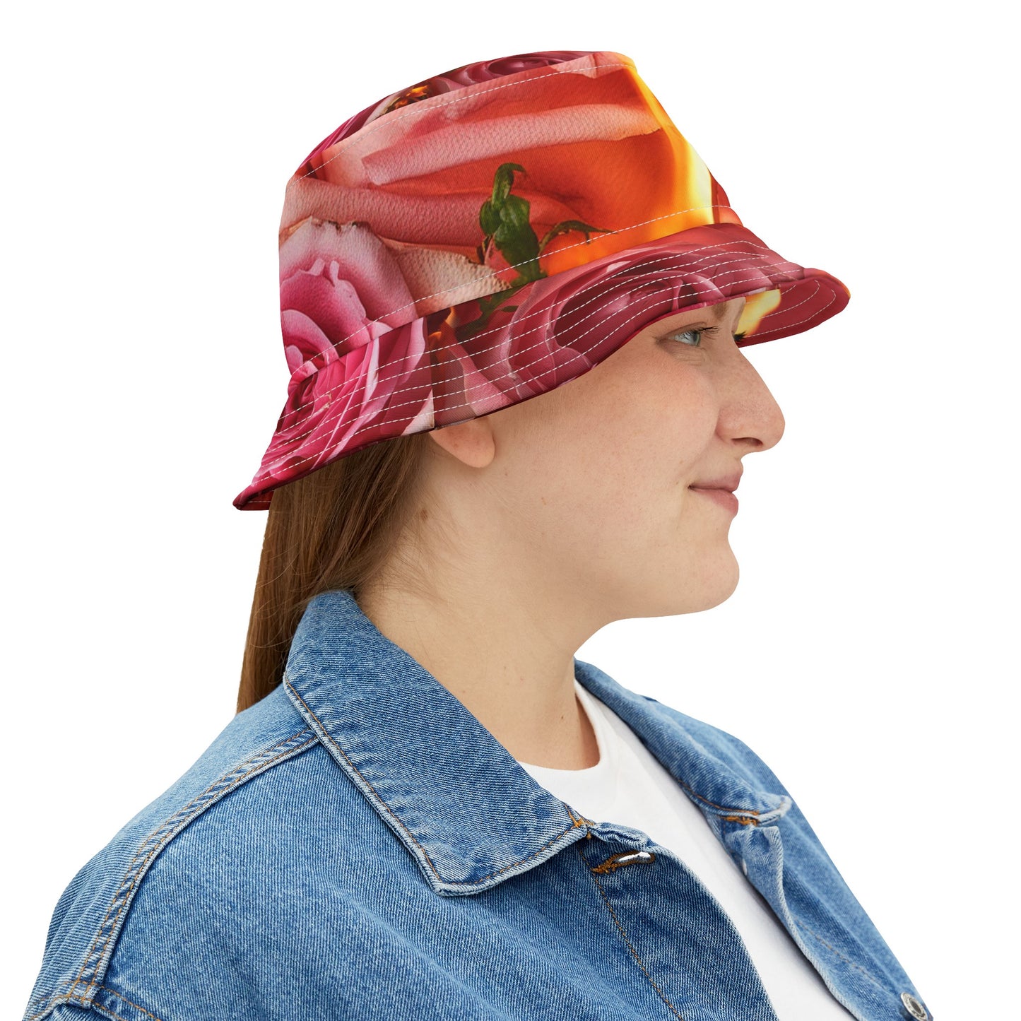 Fire Rose Ladies Bucket Hat