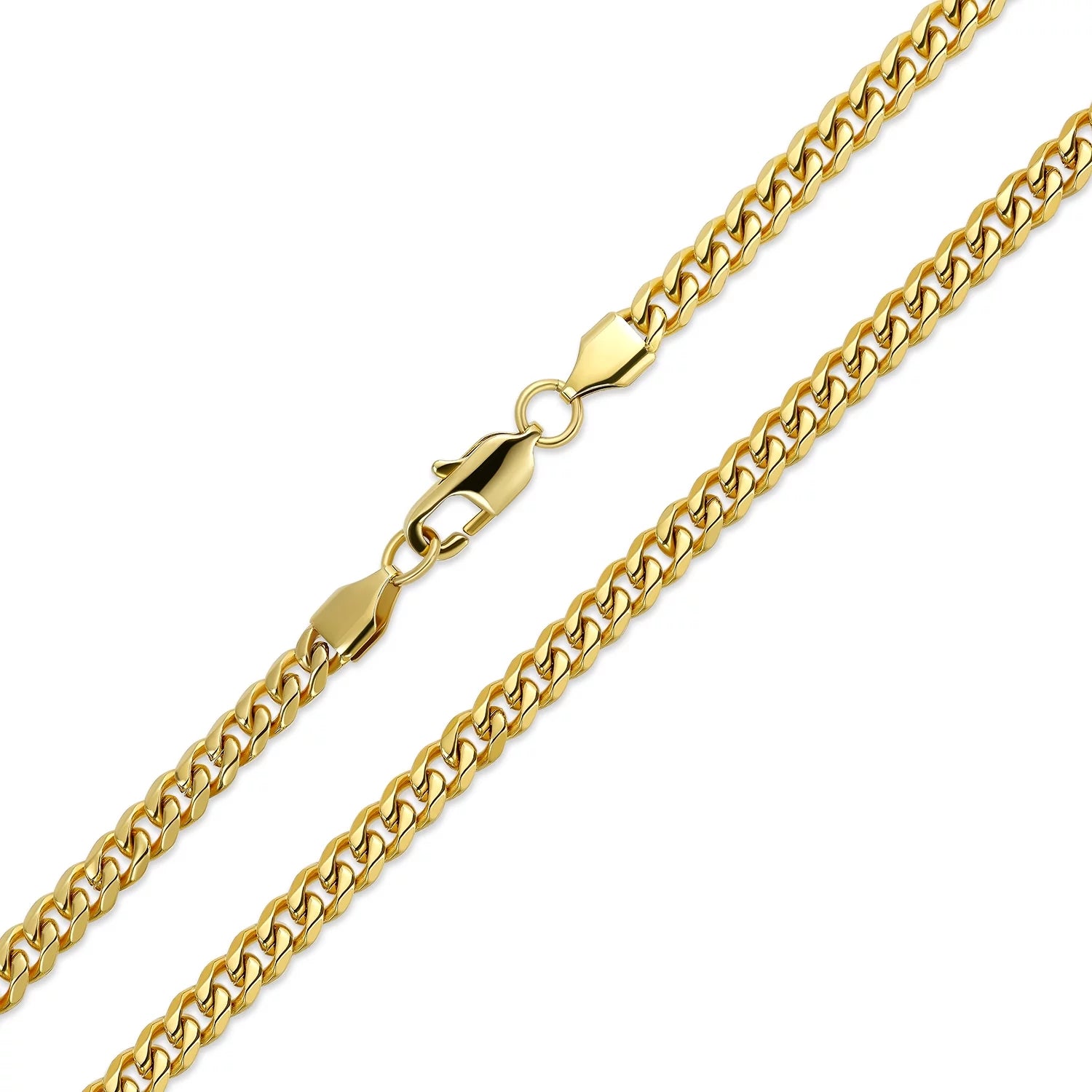 Mens 8MM Curb Cuban Chain Necklace Gold Plated Stainless Steel 24 Inch