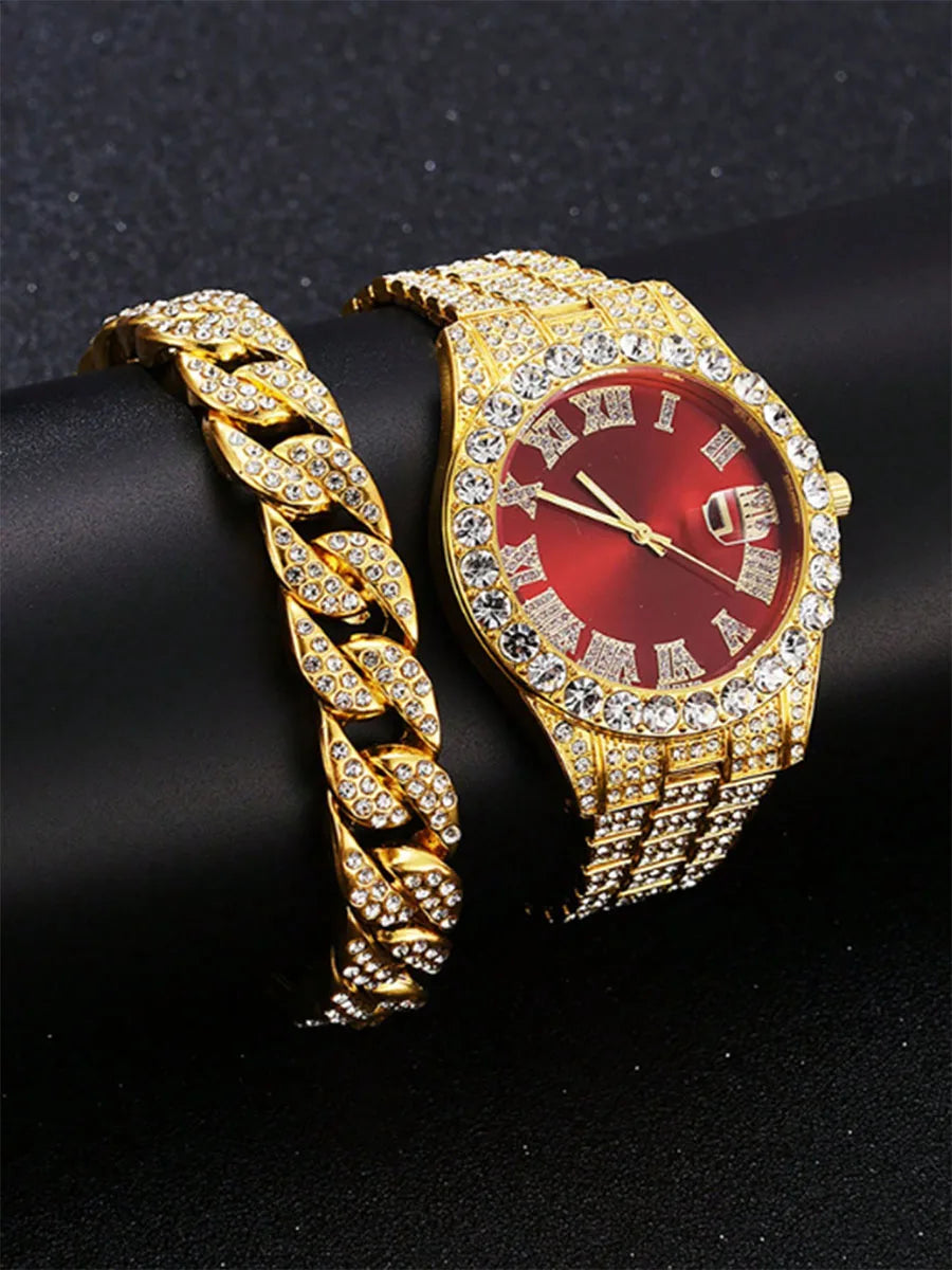 Hip Hop Luxury Men's Watch | Stainless Steel Round Quartz Wristwatch | Water Resistant | Brand Gift for Boyfriend