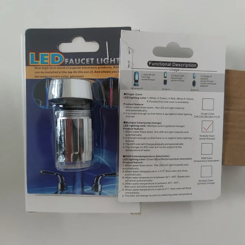 LED Temperature Sensitive Faucet Water Saving Kitchen Bathroom Sensor 7 Color Change Faucet Head Aerator Tap Nozzle Shower
