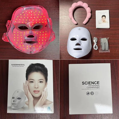 USB Rechargeable Facial Mask (1 Count), 7 Color LED Beauty Mask, Led Facial Light, Comfort Skin Care Mask Facial Beauty Massagers, Ideal Gift for Women, Personal Skincare Products for Home